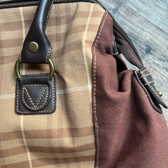 Eddie Bauer Brown & Plaid overnight bag - Picture 8 of 10